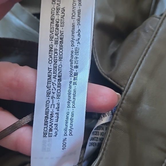 Zara Faux Leather Long Jumpsuit in Khaki With Front Gold Snap Button Sz S - Picture 11 of 11